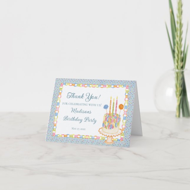Tarjeta de agradecimiento de cumpleaños Blue Cue t (Anverso)