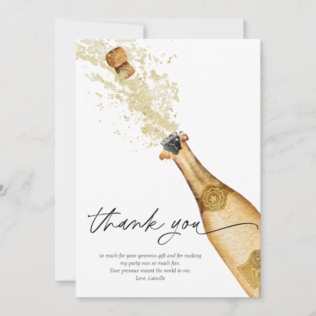 Tarjeta de agradecimiento de cumpleaños Bubbly Cha (Anverso)