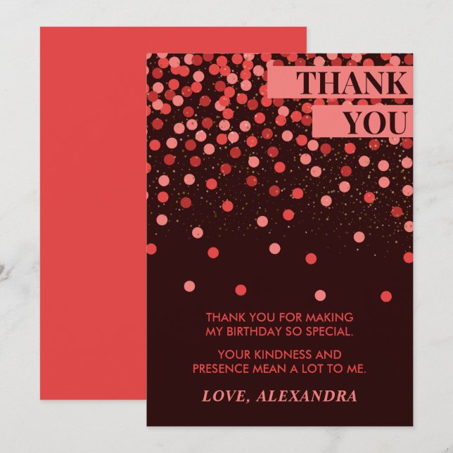 Tarjeta de agradecimiento de cumpleaños chic con c (Anverso / Reverso)