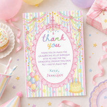 Tarjeta de agradecimiento de cumpleaños Colorida y