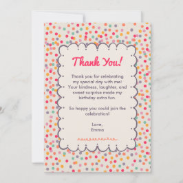Tarjeta de agradecimiento de cumpleaños con confet