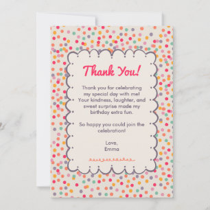Tarjeta de agradecimiento de cumpleaños con confet