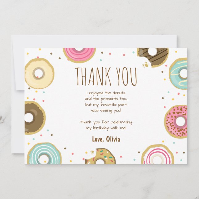 Tarjeta de agradecimiento de cumpleaños con donut  (Anverso)