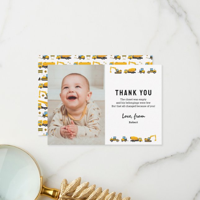 Tarjeta de agradecimiento de cumpleaños con foto d (Anverso/Reverso In Situ)