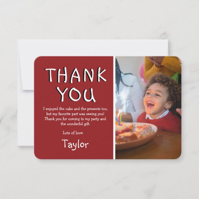 Tarjeta de agradecimiento de cumpleaños con foto d (Anverso)