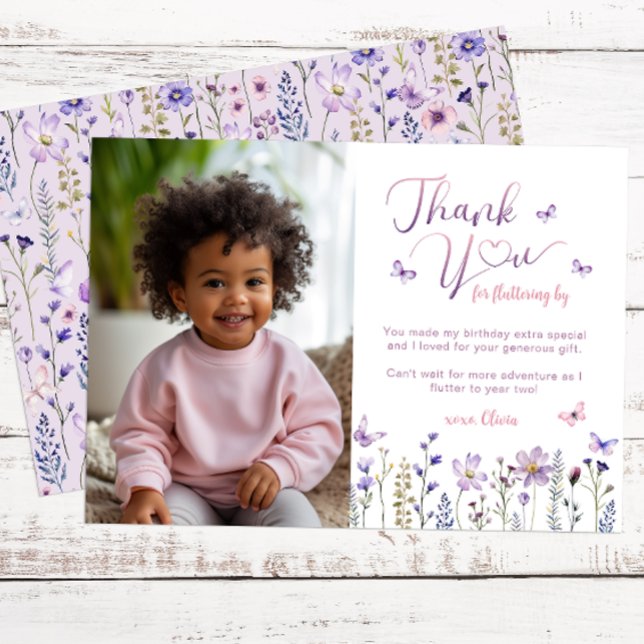 Tarjeta de agradecimiento de cumpleaños con foto d (Photo Thank You Card)