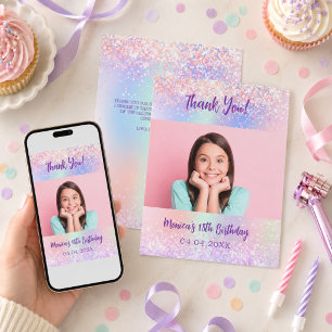 Tarjeta de agradecimiento de cumpleaños con foto h