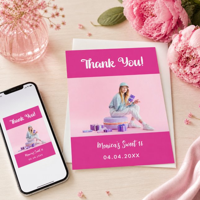 Tarjeta de agradecimiento de cumpleaños con foto r (Subido por el creador)