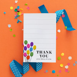 Tarjeta de agradecimiento de cumpleaños con globos