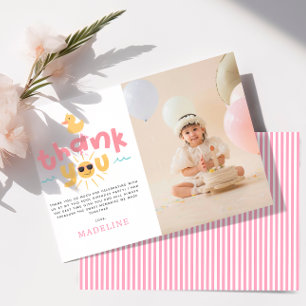 Tarjeta de agradecimiento de cumpleaños con patito
