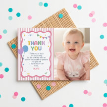 Tarjeta de agradecimiento de cumpleaños con rayas 