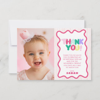 Tarjeta de agradecimiento de cumpleaños con rayas 