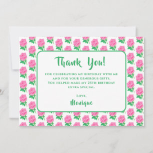 Tarjeta de agradecimiento de cumpleaños con rosa r