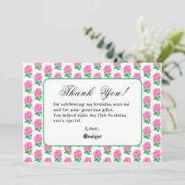 Tarjeta de agradecimiento de cumpleaños con rosa r