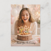 Tarjeta de agradecimiento de cumpleaños con tema d