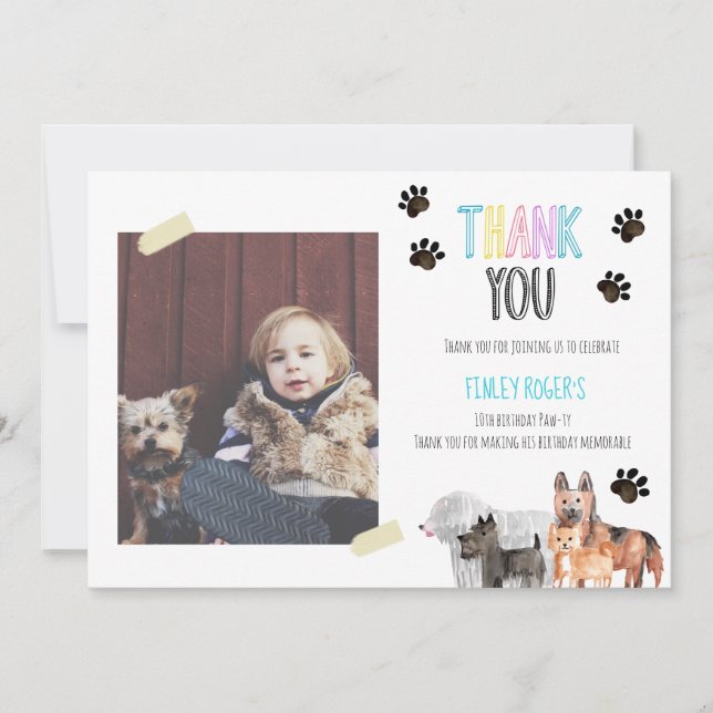 Tarjeta de agradecimiento de cumpleaños con tema d (Anverso)