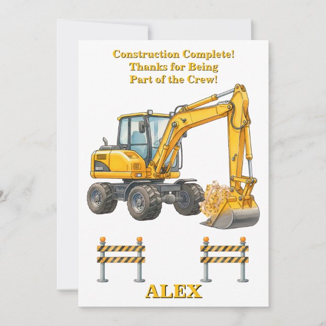 Tarjeta de agradecimiento de cumpleaños | Construc (Anverso)