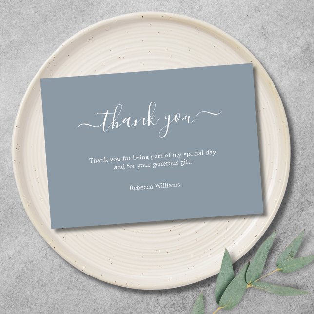 Tarjeta de agradecimiento de cumpleaños de 3.5"x5" (Dusty Blue Thank You Card )