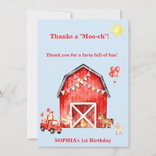 Tarjeta de agradecimiento de cumpleaños de animale (Anverso)