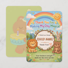Tarjeta de agradecimiento de cumpleaños de animale