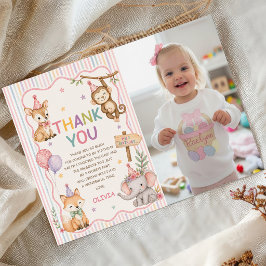 Tarjeta de agradecimiento de cumpleaños de animale
