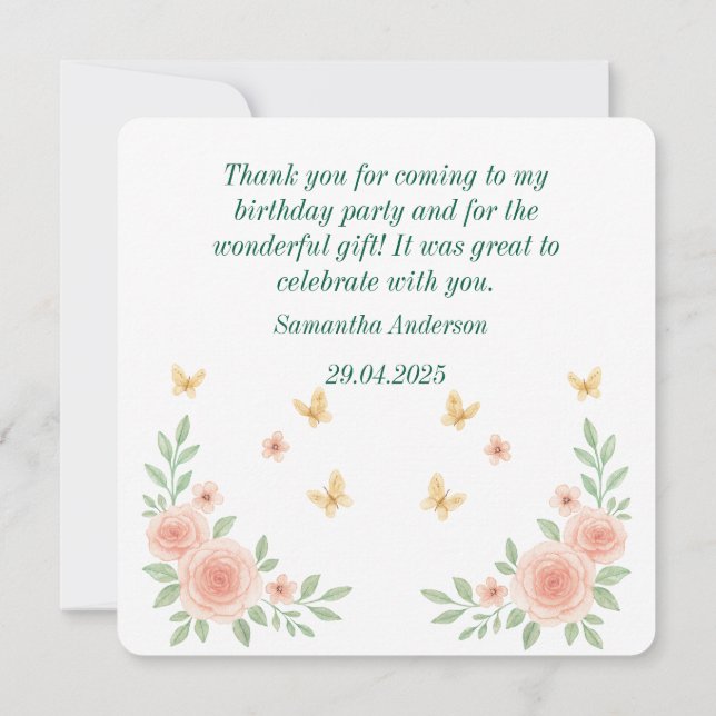 Tarjeta de agradecimiento de cumpleaños de bailari (Reverso)