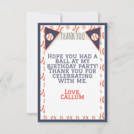 Tarjeta de agradecimiento de cumpleaños de béisbol