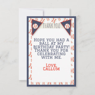Tarjeta de agradecimiento de cumpleaños de béisbol