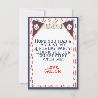 Tarjeta de agradecimiento de cumpleaños de béisbol