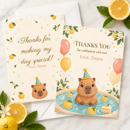Tarjeta de agradecimiento de cumpleaños de capibar