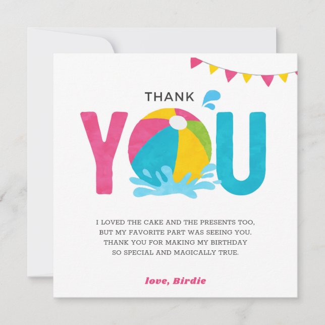 Tarjeta de agradecimiento de cumpleaños de chica r (Anverso)
