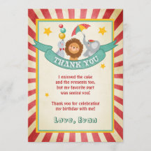 Tarjeta de agradecimiento de cumpleaños de circo C