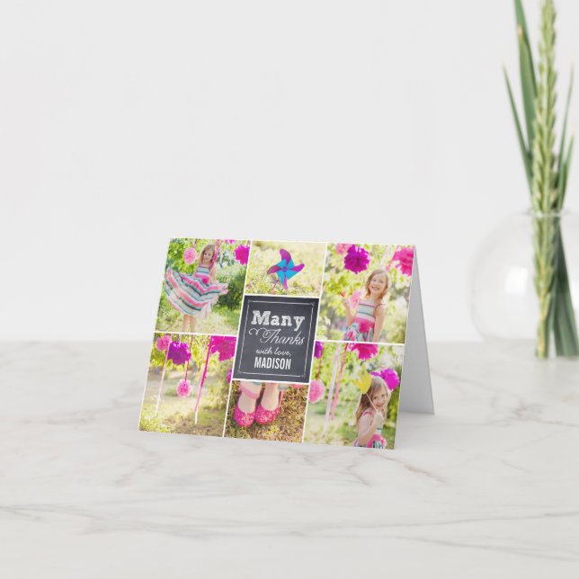 Tarjeta de agradecimiento de cumpleaños de Collage (Anverso)