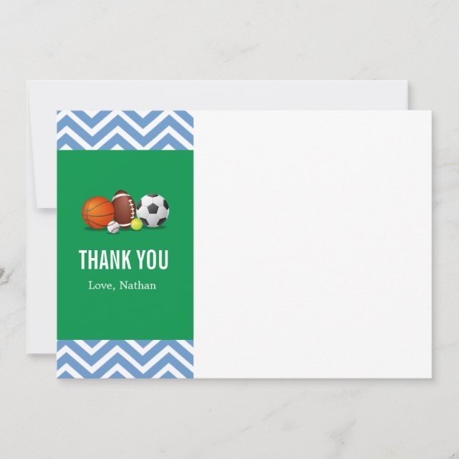 Tarjeta de agradecimiento de cumpleaños de deporte (Anverso)