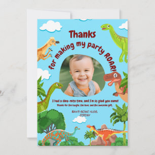 Tarjeta de agradecimiento de cumpleaños de Dino - 