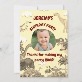 Tarjeta de agradecimiento de cumpleaños de Dino - 