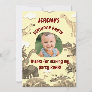 Tarjeta de agradecimiento de cumpleaños de Dino - 