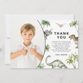 Tarjeta de agradecimiento de cumpleaños de dinosau