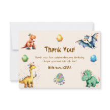 Tarjeta de agradecimiento de cumpleaños de dinosau