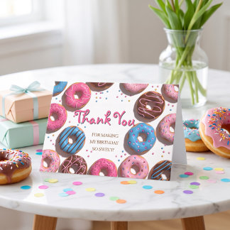 Tarjeta de agradecimiento de cumpleaños de donut d
