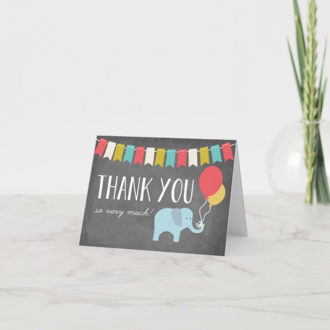 Tarjeta de agradecimiento de cumpleaños de elefant (Anverso)