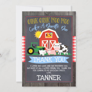 Tarjeta de agradecimiento de cumpleaños de Farm Tr