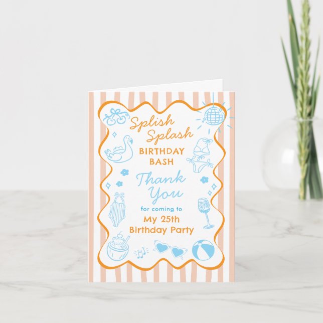Tarjeta de agradecimiento de cumpleaños de fiesta  (Anverso)