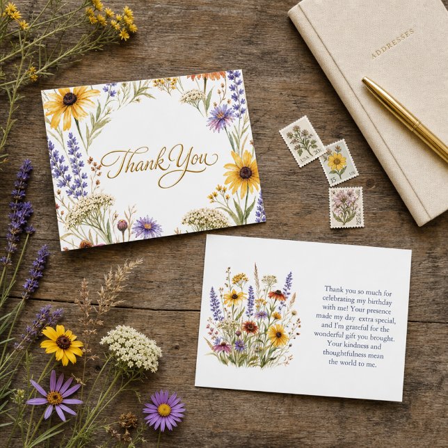 Tarjeta de agradecimiento de cumpleaños de flores  (Subido por el creador)