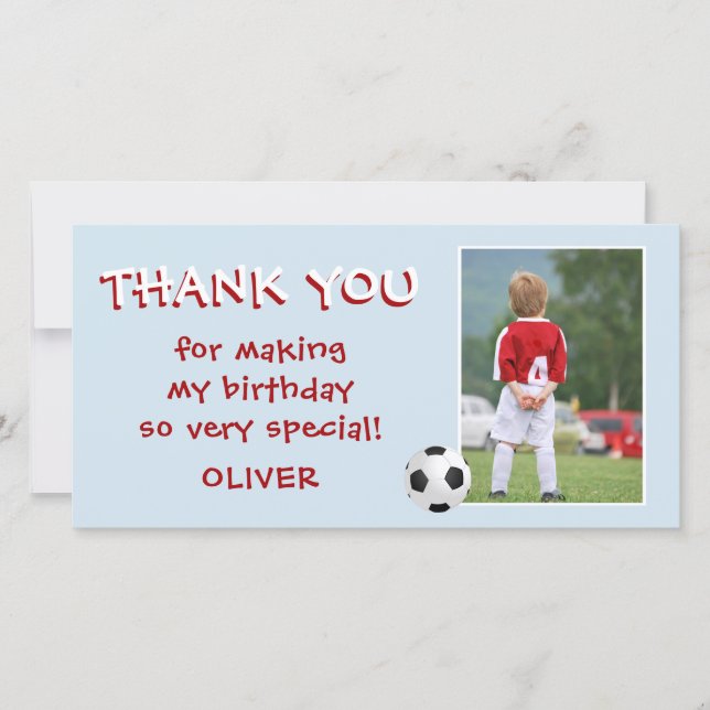 Tarjeta de agradecimiento de cumpleaños de fútbol (Anverso)