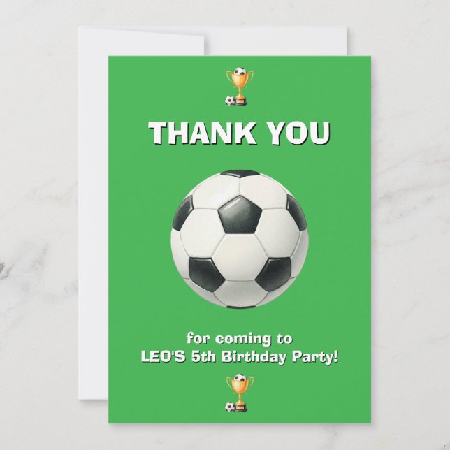 Tarjeta de agradecimiento de cumpleaños de fútbol  (Anverso)