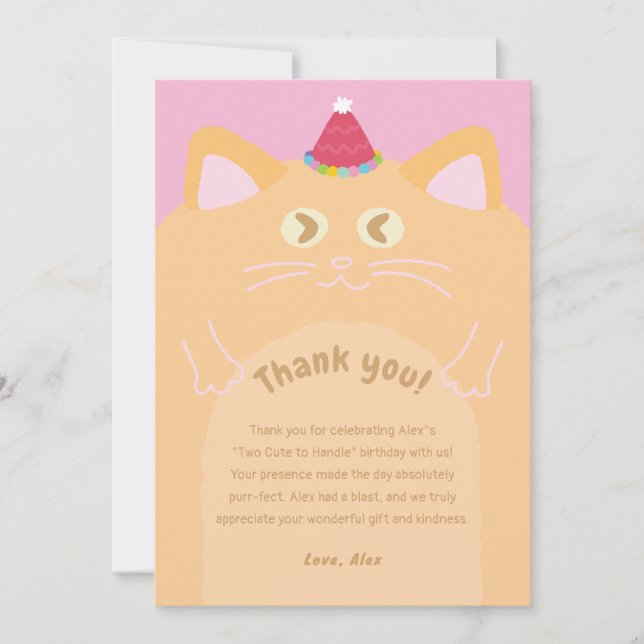 Tarjeta de agradecimiento de cumpleaños de gato na (Anverso)