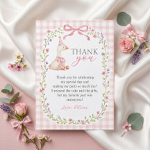 Tarjeta de agradecimiento de cumpleaños de gingham