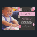 tarjeta de agradecimiento de cumpleaños de globo c<br><div class="desc">Envíe a sus amigos y familiares un maravilloso mensaje de agradecimiento con estas tarjetas de agradecimiento de cumpleaños personalizables. Versión del chico también disponible en este estilo.</div>