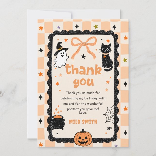 Tarjeta de agradecimiento de cumpleaños de Hallowe (Anverso)